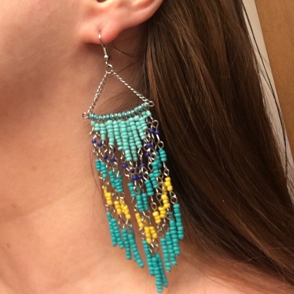 Native American Inspired Vintage Y2K Seed Bead Earrings, NWT - Picture 8 of 8